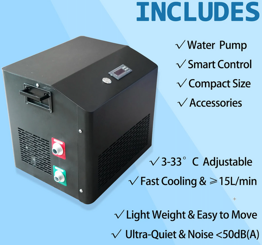 Portable Cold Plunge with 1/2 HP Chiller and Inflatable tub combo